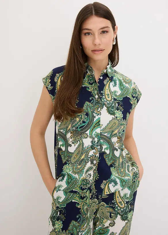 M&ouml;nstrad blus av viskos med mjukt fall, bonprix