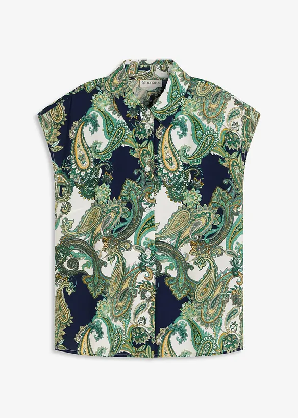 M&ouml;nstrad blus av viskos med mjukt fall, bonprix