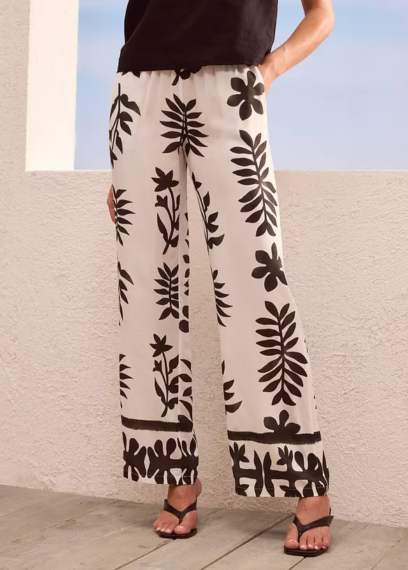 M&ouml;nstrad byxa i f&ouml;ljsam viskos, bonprix