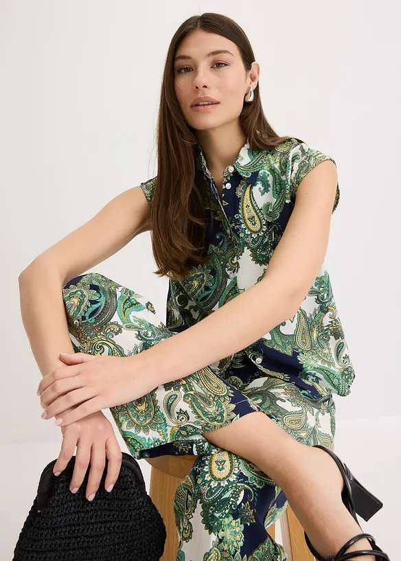 M&ouml;nstrad blus av viskos med mjukt fall, bonprix