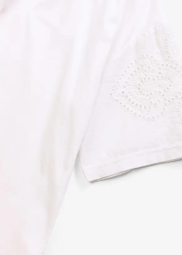 Topp med h&aring;lbroderi, bonprix