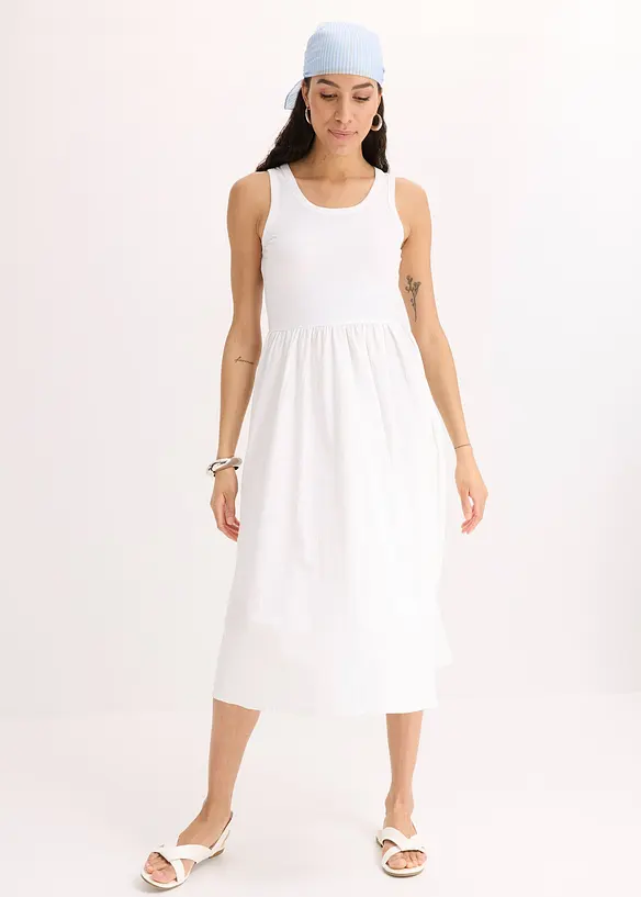 Jerseykl&auml;nning i materialmix, bonprix