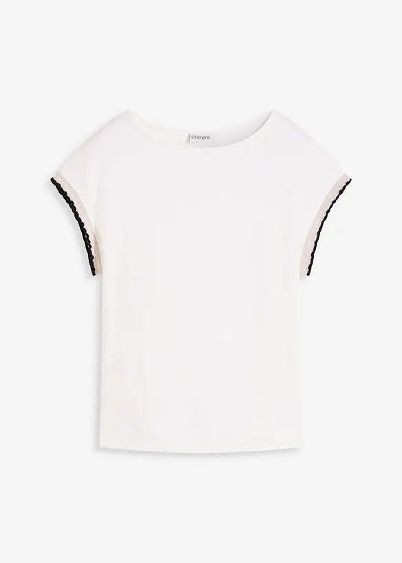 Topp i bomull med dekorativa &auml;rmslut, bonprix