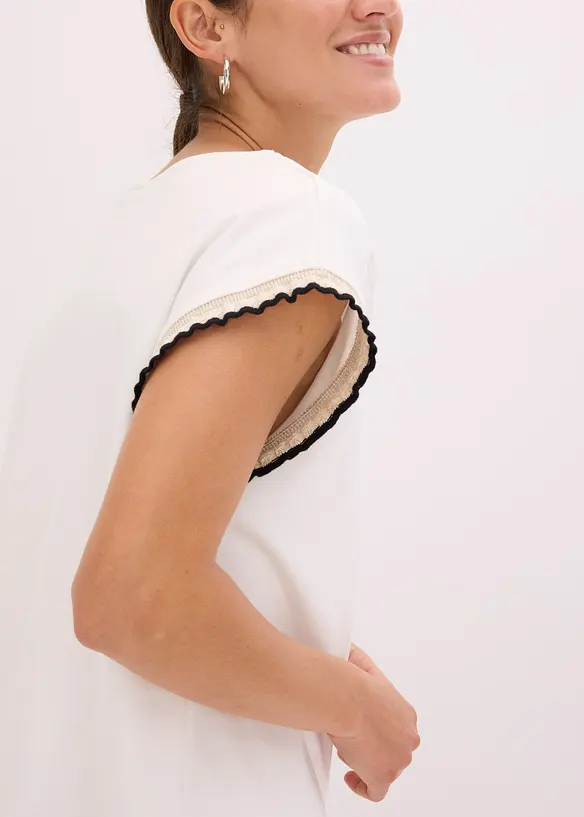 Topp i bomull med dekorativa &auml;rmslut, bonprix
