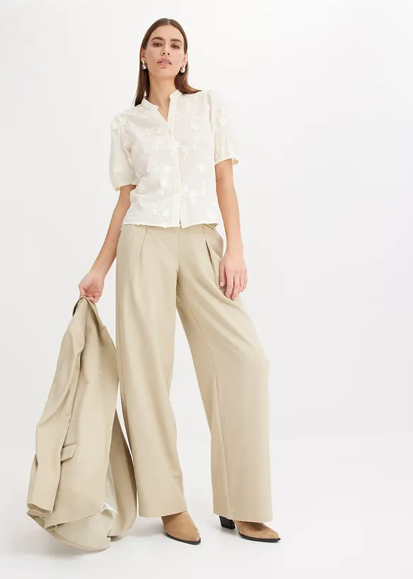 Kort&auml;rmad blus i ren bomull, bonprix