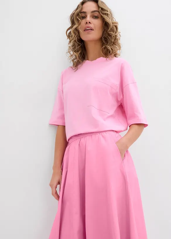 Mellanl&aring;ng kjol i stretchig bomullsmix, bonprix