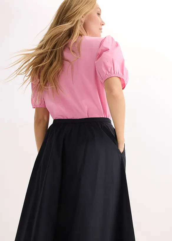 Mellanl&aring;ng kjol i stretchig bomullsmix, bonprix