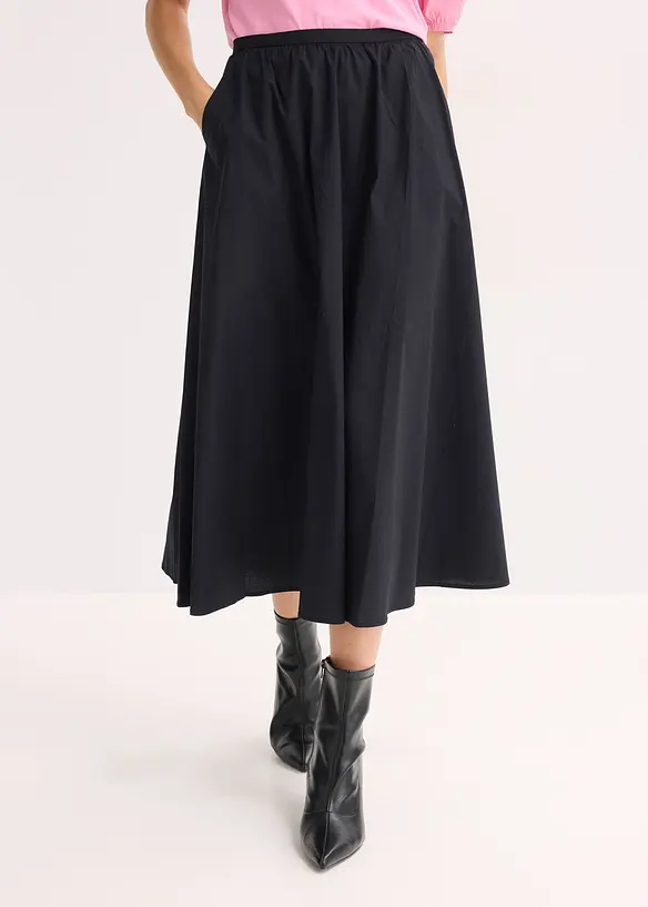 Mellanl&aring;ng kjol i stretchig bomullsmix, bonprix