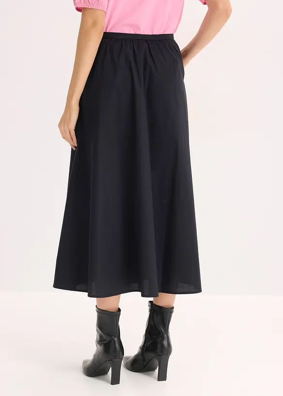 Mellanl&aring;ng kjol i stretchig bomullsmix, bonprix