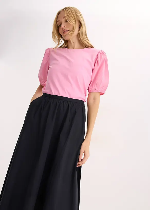 Mellanl&aring;ng kjol i stretchig bomullsmix, bonprix