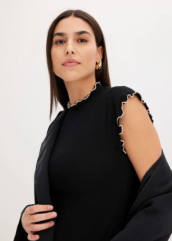 Ribbstickad topp av viskosmix, bonprix