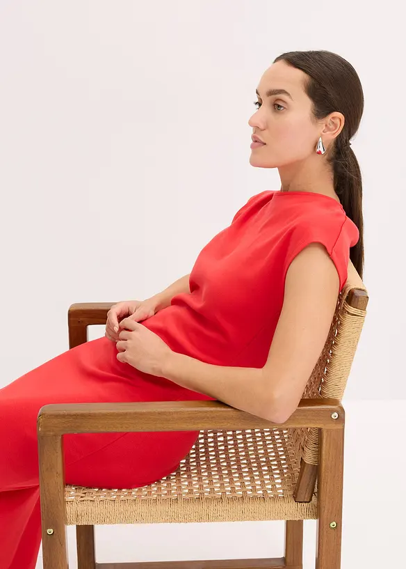 Mellanl&aring;ng kl&auml;nning med rynkad midja, bonprix