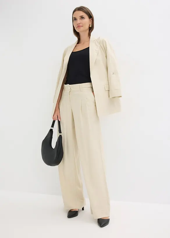 Palazzobyxa i l&auml;tt linnemix, bonprix