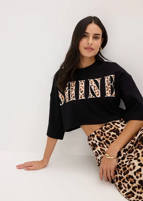 Kort T-shirt i ekologisk bomull, bonprix