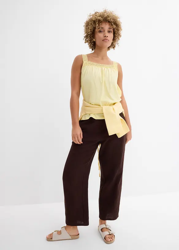 Avslappnat linne med axelband i spets, bonprix