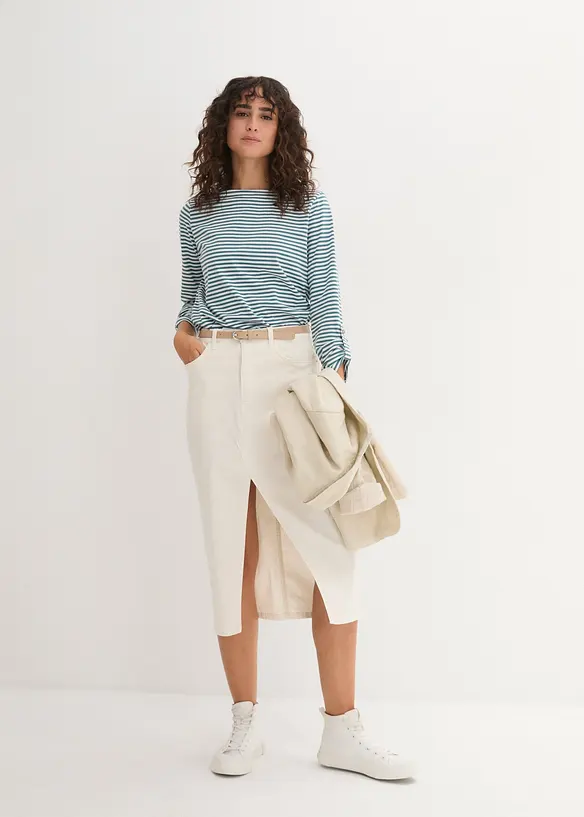 L&aring;ng&auml;rmad topp i ren bomull, bonprix