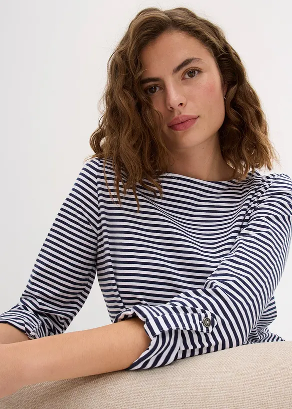 L&aring;ng&auml;rmad topp i ren bomull, bonprix