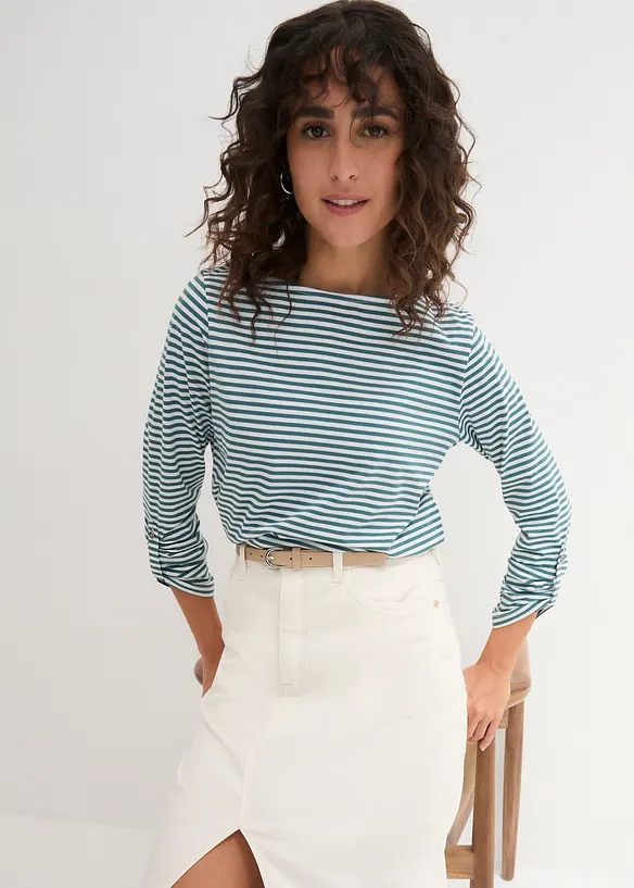 L&aring;ng&auml;rmad topp i ren bomull, bonprix