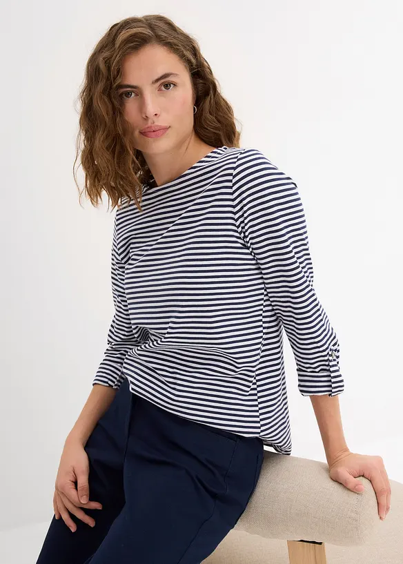 L&aring;ng&auml;rmad topp i ren bomull, bonprix