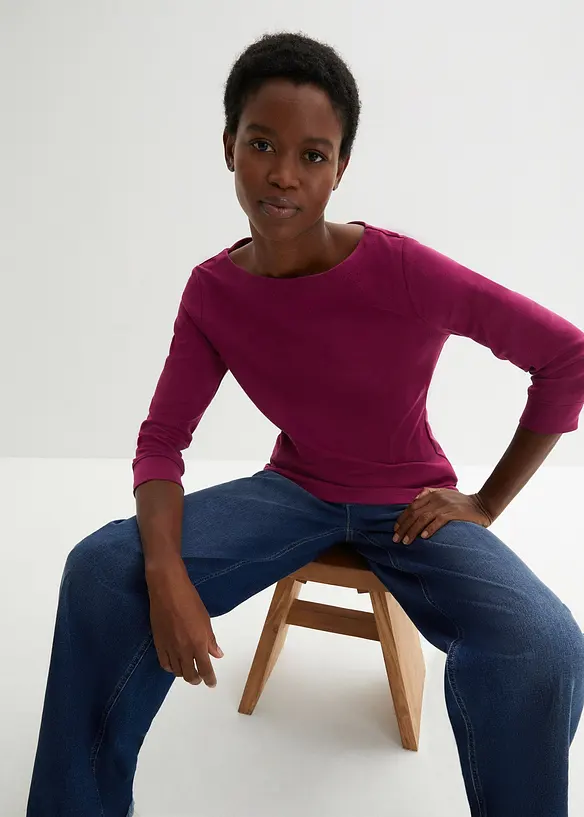 L&aring;ng&auml;rmad topp i ren ekologisk bomull, bonprix