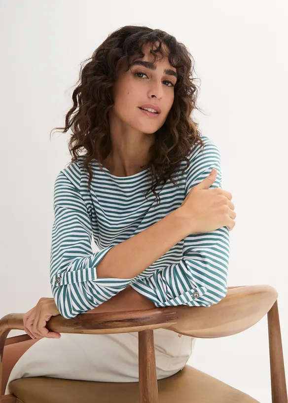 L&aring;ng&auml;rmad topp i ren bomull, bonprix