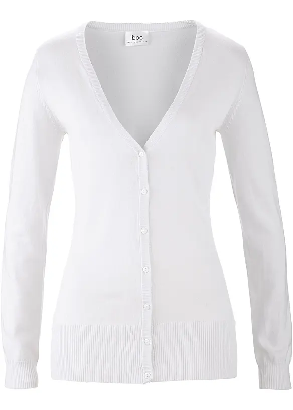 Finstickad cardigan med knappsl&aring;, bonprix