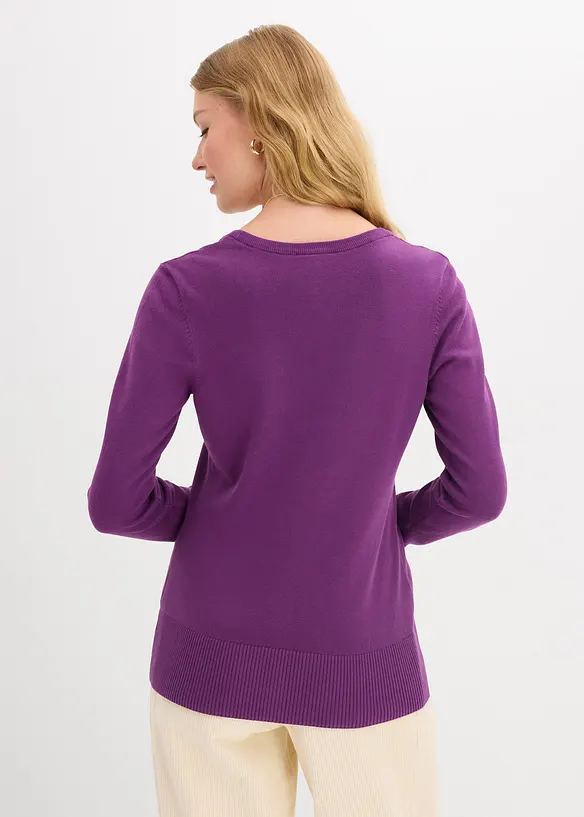 Finstickad cardigan med knappsl&aring;, bonprix