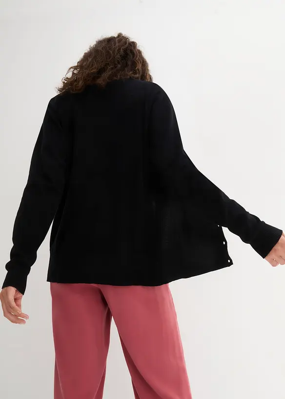 Finstickad cardigan med knappsl&aring;, bonprix