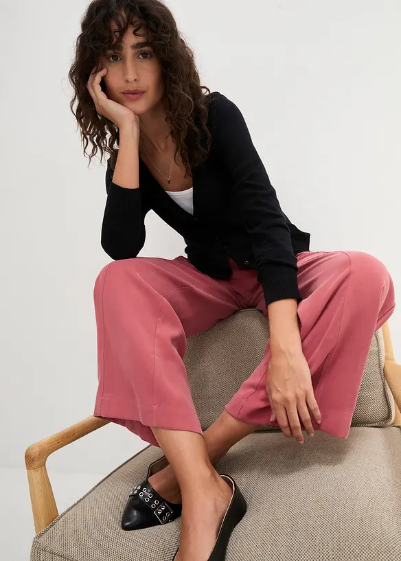 Finstickad cardigan med knappsl&aring;, bonprix