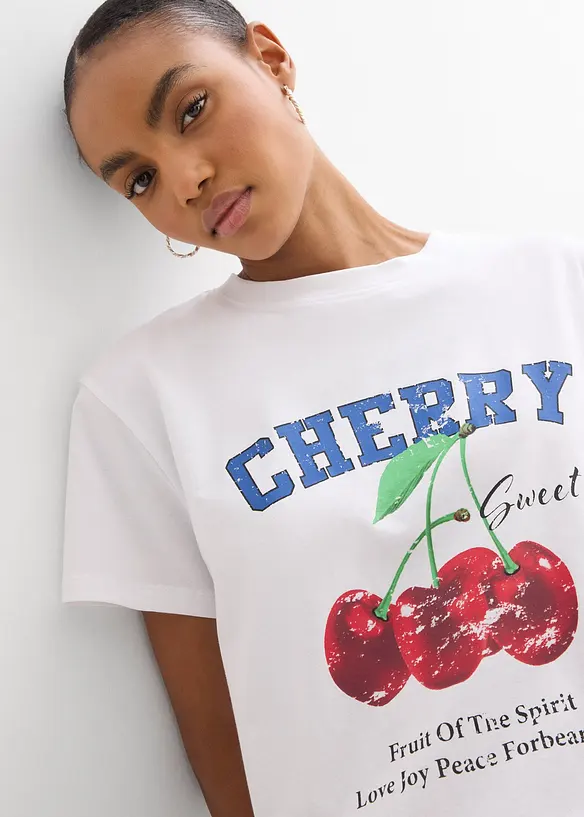 T-shirt i ren ekologisk bomull med tryck, bonprix