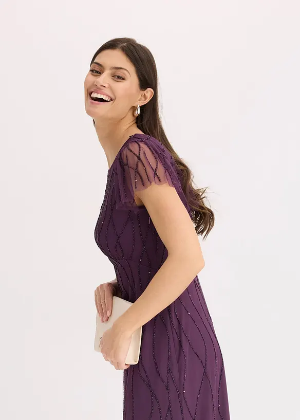 Maxikl&auml;nning i uts&ouml;kt tyll med p&auml;rlbroderi, bonprix