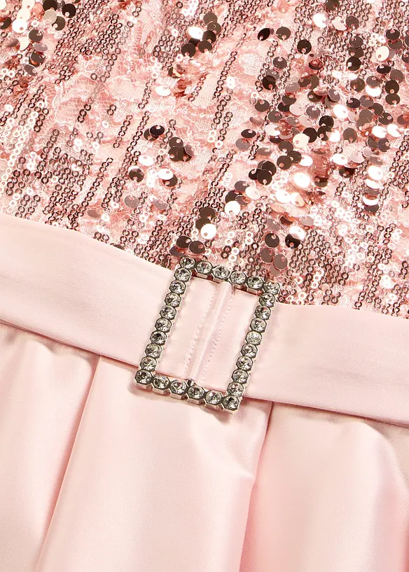 Maxikl&auml;nning i gl&auml;nsande satin med paljetter, bonprix