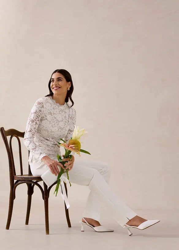 L&aring;ng&auml;rmad topp i spets, bonprix