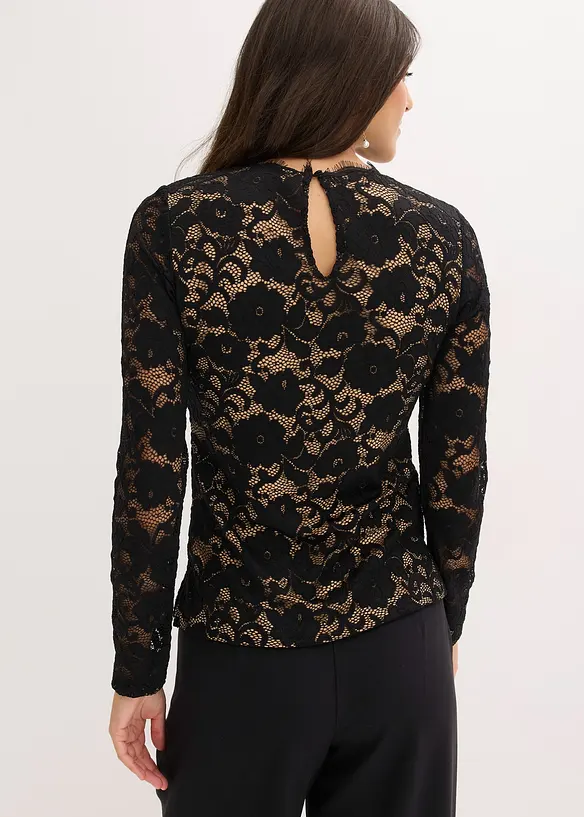 L&aring;ng&auml;rmad topp i spets, bonprix