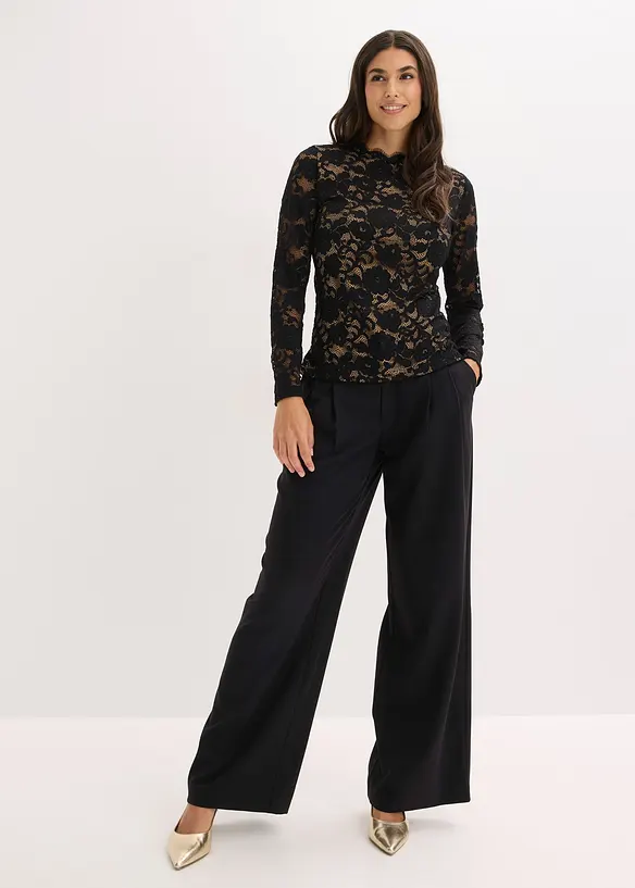 L&aring;ng&auml;rmad topp i spets, bonprix