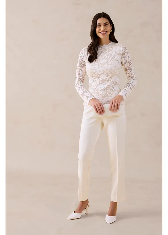 L&aring;ng&auml;rmad topp i spets, bonprix