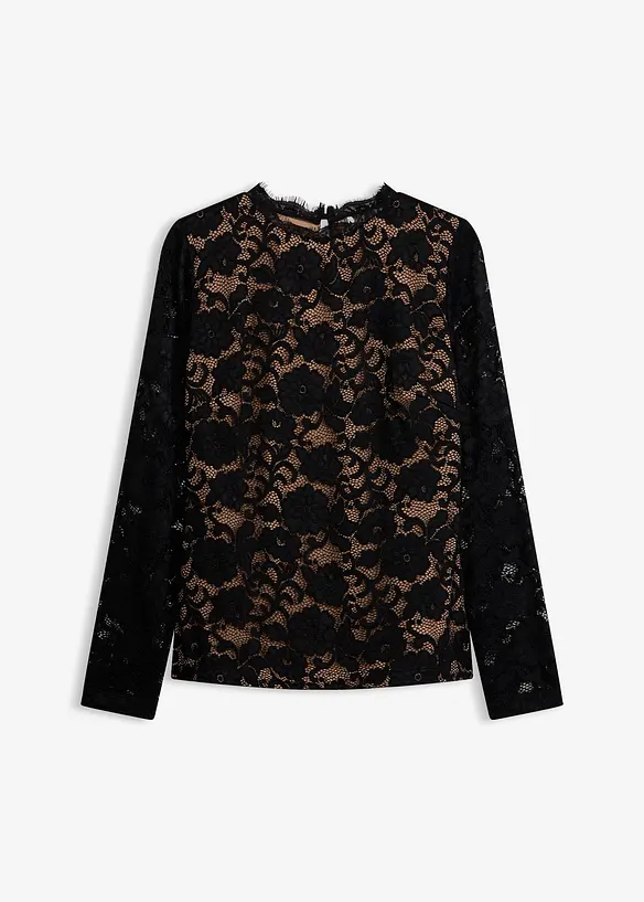 L&aring;ng&auml;rmad topp i spets, bonprix