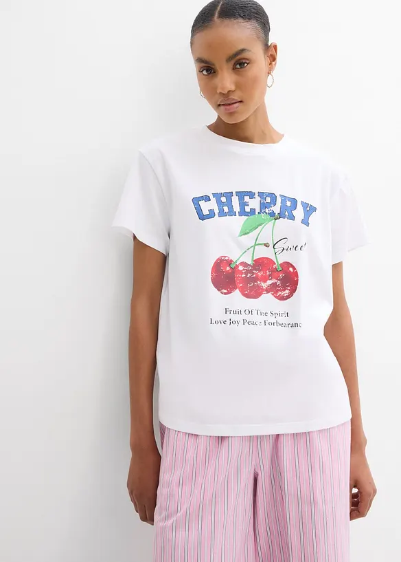 T-shirt i ren ekologisk bomull med tryck, bonprix