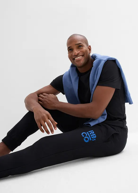 Joggingbyxa med kontrastf&auml;rgade detaljer, bonprix