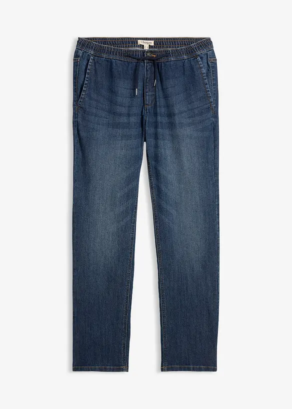 Tunna dra p&aring;-jeans, Regular Fit, Stretch, Straight, med bekv&auml;m midja, bonprix