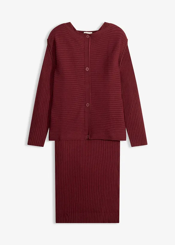 Stickad kl&auml;nning och v&auml;st (2 delar), bonprix