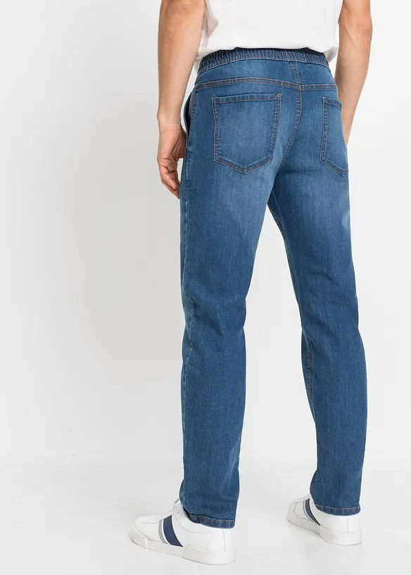Tunna dra p&aring;-jeans, Regular Fit, Stretch, Straight, med bekv&auml;m midja, bonprix