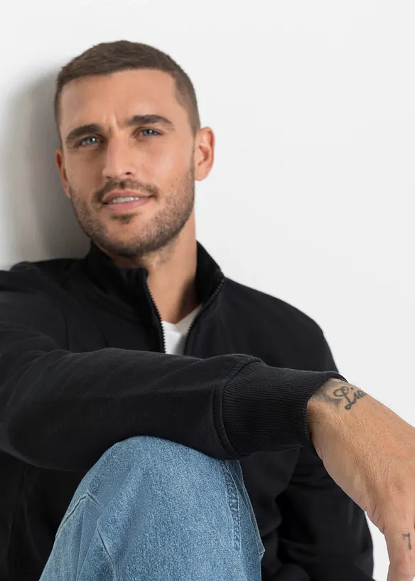 Sweatshirtjacka med st&aring;krage, bonprix