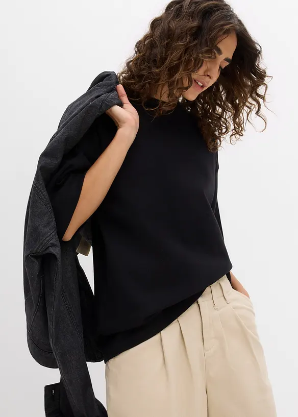 Oversizetopp av tjock jersey i ekologisk bomull, bonprix