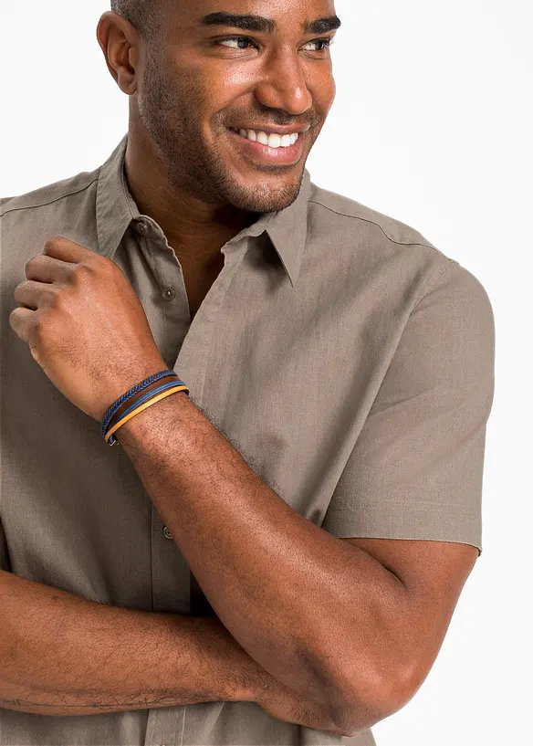 Kort&auml;rmad skjorta i luftig linnemix, bonprix