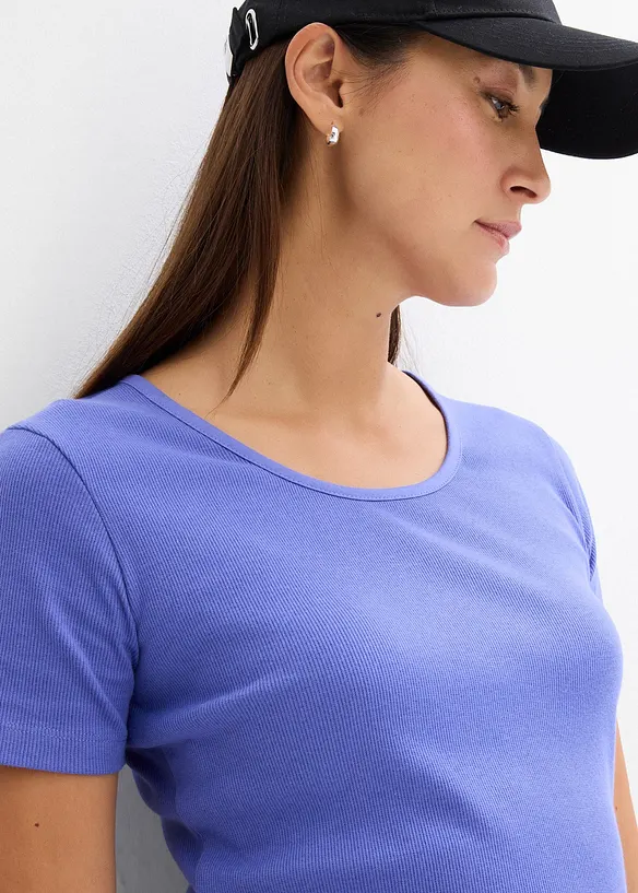 Ribbstickad topp med ekologisk bomull (2-pack), bonprix