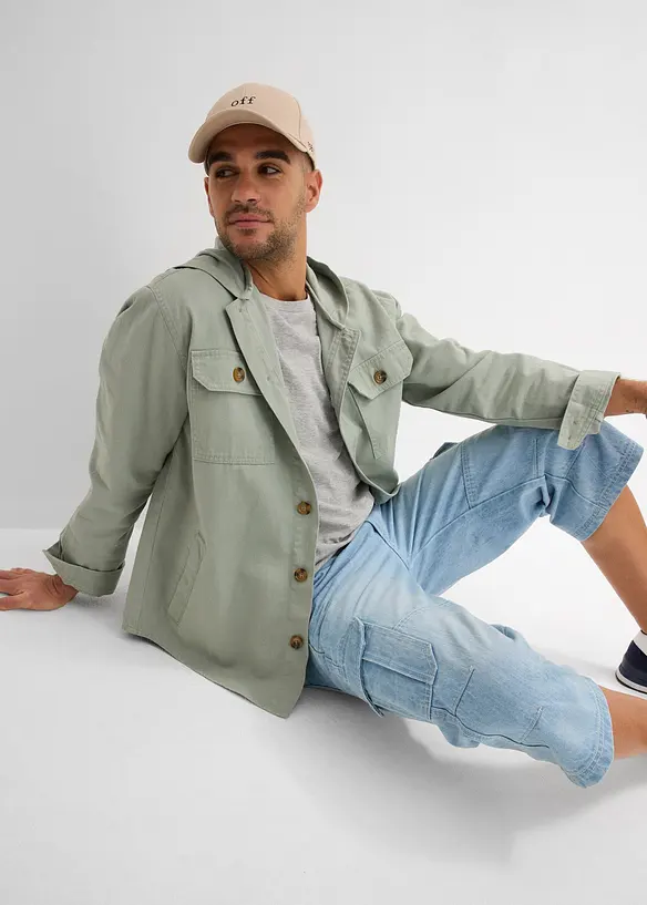 Regular Fit Stretch 3/4-Jeans med cargofickor, Straight, bonprix