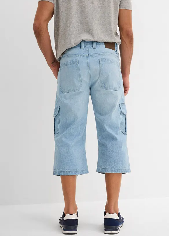 Regular Fit Stretch 3/4-Jeans med cargofickor, Straight, bonprix