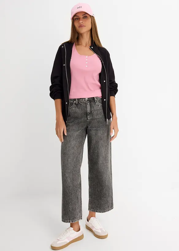 Loose Straight Jeans Mid Waist, cropped, bonprix