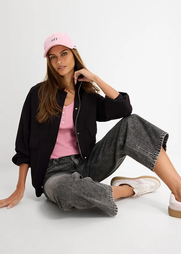 Loose Straight Jeans Mid Waist, cropped, bonprix